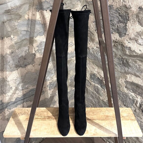 Stuart Weitzman Black Suede Highland Over The Knee Boots - Picture 2 of 12